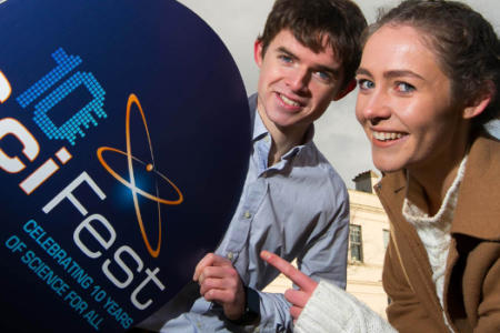 SciFest winners Conor Foy (2013) and Caolann Brady (2016)