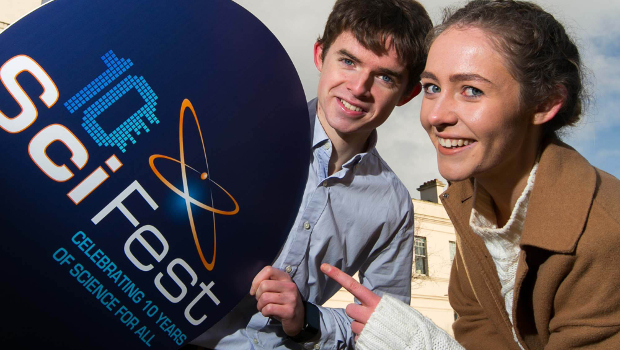 SciFest winners Conor Foy (2013) and Caolann Brady (2016)