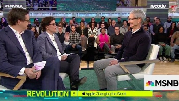 Chris Hayes, Kara Swisher and Tim Cook