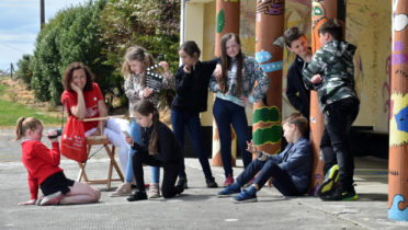 Pictured: Pupils Shannon Drury, Holly Galloway, Saoirse O'Hanlon, Sarah Garcia-Leen, Andrea Lynch, Cai O'Fuarrain, Sam Keane and Max Fitzgerald, St. Josephs National School in Ballyheigue, Co. Kerry, with Avril Ronan, Trend Micro