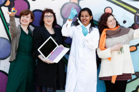 Pictured: Dr Nicole Beisiegel, UCD School of Mathematics and Statistics; Fiona Dermody, School of Computer Science, DCU; Pallavi Kumari, UCD School of Physics; and Dr Ana Herrero-Langreo, UCD School of Biosystems and Food Engineering