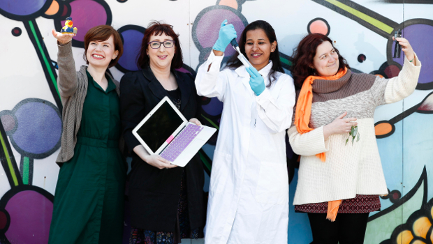 Pictured: Dr Nicole Beisiegel, UCD School of Mathematics and Statistics; Fiona Dermody, School of Computer Science, DCU; Pallavi Kumari, UCD School of Physics; and Dr Ana Herrero-Langreo, UCD School of Biosystems and Food Engineering