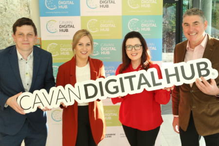 Pictured: Mark Shevlin, Vodafone; Leanne Connell, Cavan Digital Hub; Marcella Rudden, Enterprise Cavan & Cavan Digital Hub; and Sean Dervan, Siro