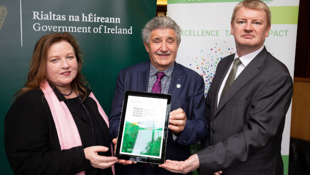 Patricia Clarke, Health Research Board; Minister of State for Training & Skills John Halligan; and Tim Conlon, Higher Education Authority