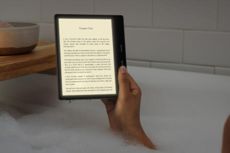 reading using a Kindle in the bath