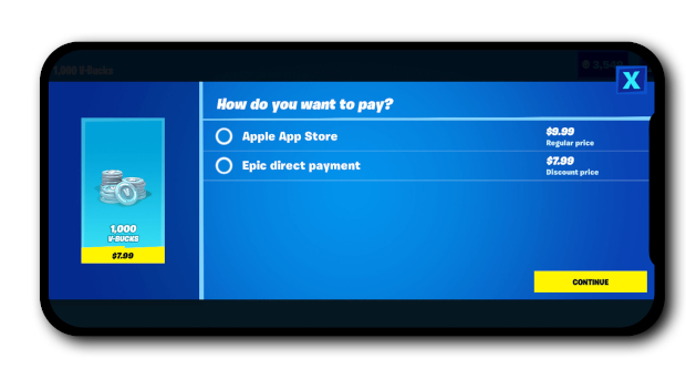 Fortnite Payments in iOS