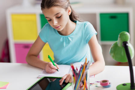 Schoolgirl with tablet PC