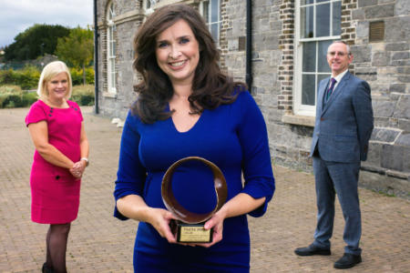 Picured front: Dr Aoibhinn Ni Shuilleabhain (UCD School of Mathematics & Statistics) Back: Dr Sheila Donegan and Eoin Gill, co-founders of Maths Week