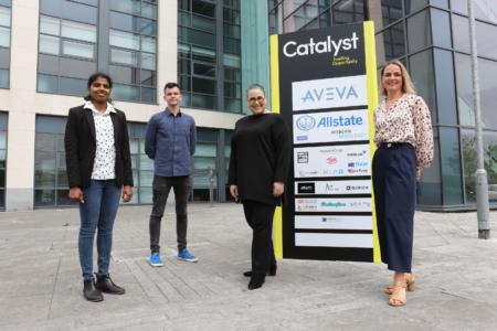 (L-R) Kavitha Kalavoor Gopalan and Patricia Kelpie, Star 3 Group Ltd; Eamonn McNutt, Moving More; and Jacqueline McCann, Catalyst