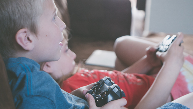 Kids playing computer games