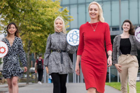 Jessica Dino, STEM alumni from UL; Amy O’Reilly; STEM alumni from UCC; Anna Rafferty, J&J WiSTEM2D; and Aoibhín Sheedy, WiSTEM2D Society NUI Galway