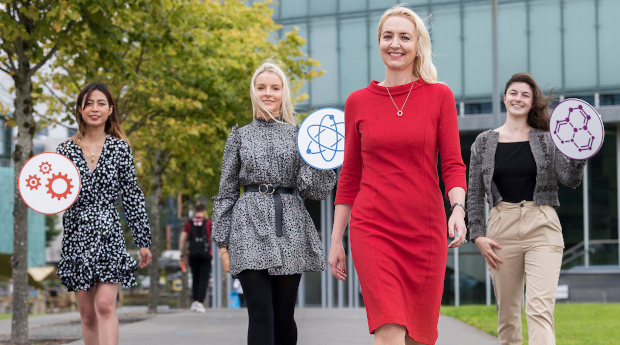 Jessica Dino, STEM alumni from UL; Amy O’Reilly; STEM alumni from UCC; Anna Rafferty, J&J WiSTEM2D; and Aoibhín Sheedy, WiSTEM2D Society NUI Galway