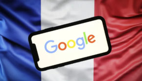 Google smartphone on French flag
