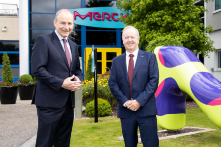 An Taoiseach Micheal Martin with Martin McAuliffe, Merck