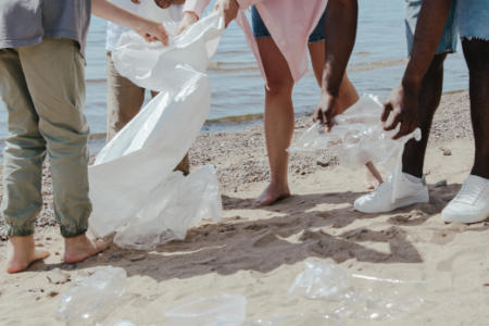 Plastic waste on a beach