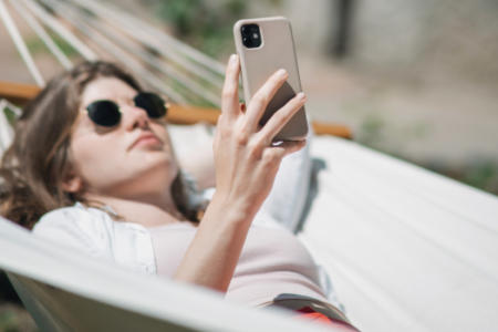 Hammock smartphone user