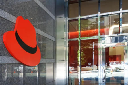 Red Hat logo office building
