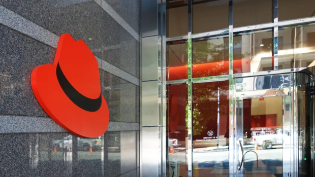 Red Hat logo office building