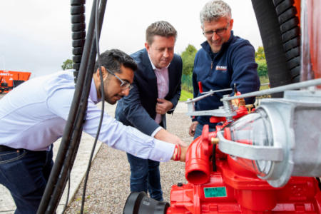 Anshul Awasthi and Prof. Joseph Walsh, MTU/Lero, with Dermot Burke Abbey Machinery