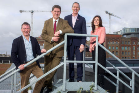 Eamonn Sayers, Guinness Enterprise Centre; Eamon Ryan, Minister for the Environment & Climate; Michael O’Hara, Techies Go Green; and Dr Mary O’Riordan, HaPPE Earth