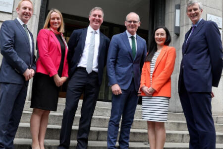 Michael Lohan and Bernadette Nulty, IDA Ireland; Eoin Lane, BNY Mellon Global; Minister for Enterprise, Trade & Employment Simon Coveney; Nicola Stokes, IDA Ireland; and Paul Kilcullen, BNY Mellon