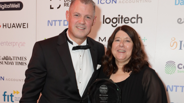 David MacNeaney, IP Telecom and Tech Excellence Awards person of the year Sandra Healy, Inclusio