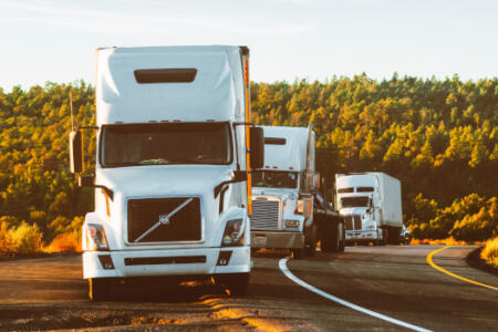 Trucks in convoy