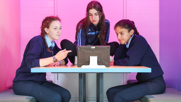Pictured: Lucy Oliver; Laura Kelly; and Marta Alcaide Ruiz, Inver College, Carrickmacross, Co. Monaghan