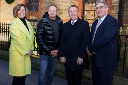 Pictured: Adaire Fox-Martin, Google Ireland; Darren Dent; Minister Michael McGrath; and Blake Hodkinson, City of Dublin Education Training Board & Employment Task Force