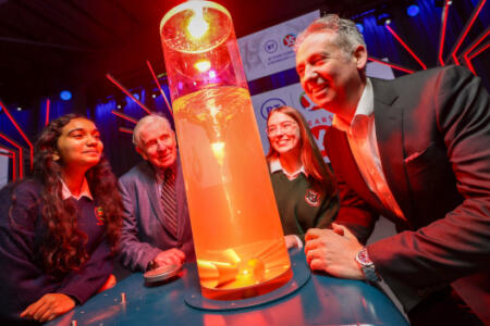 Pictured: Dr Tony Scott; Shay Walsh, BT Ireland; and students Rosheen Sharma, Rockford Manor Secondary School, Blackrock, Dublin and Luise May Luxardi, Loreto High School Beaufort, Rathfarnham, Dublin