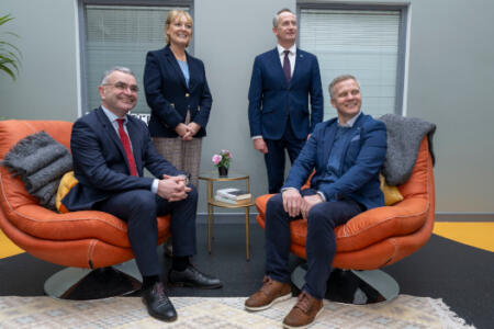 Minister of State at the Department of Enterprise, Trade & Employment Dara Calleary; Noreen Conway, Platform94; Fergal O’Connor Buymedia; and Leo Clancy Enterprise Ireland
