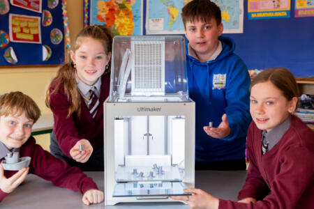 Pictured: Osric Cooke, Laoibhse Hayes, Gary Bennett and Chloe Walsh from Ballinacarriga National School