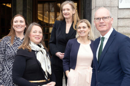 Pictured: Melissa O'Connor, IDA Ireland; Michelle Olmstead, Trinity College Dublin; Marina Donohoe, Enterprise Ireland; Nessa McEniff, The Learnovate Centre; Simon Coveney, Minister for Enterprise, Trade & Employment