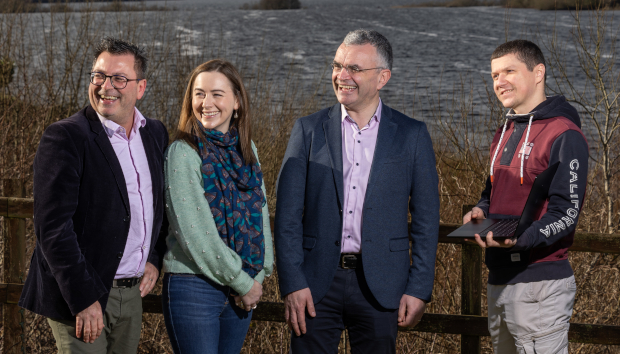 Pictured: Kieran McCorry, Microsoft; Sandra Hennigan; Minister of State for Trade Promotion, Digital & Company Regulation, Dara Calleary; and Oleksandr Krasnozhenov