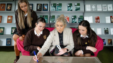 Pictured: Veda Hanley O'Leary, Molly Donoghue and Nicole Lageu, Loreto Secondary School, Wexford, with Bronagh Murphy, Datapac