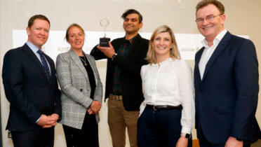 Pictured: Simon Factor, NovaUCD; Prof. Kate Robson Brown, UCD; Dr Ajay Menon, SusBioME; Dr Helen McBreen, Atlantic Bridge; and Tom Flanagan, UCD