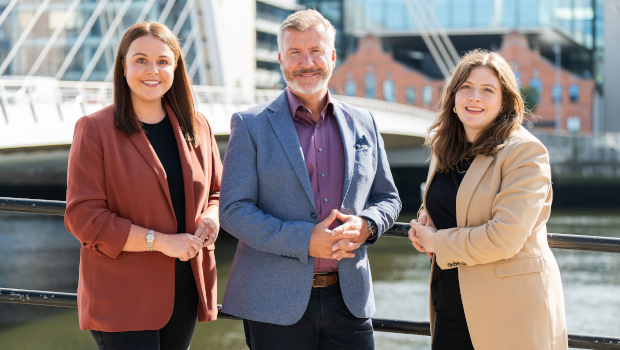 Pictured: Rebecca Keenan, Rob McConnell, and Clara Talbot, Expleo