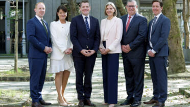 Pictured: Michael Lohan and Anne Marie Tierney Le Roux, IDA Ireland; Minister Peter Burke; Deborah Threadgold, IBM Ireland; James Kavanagh and Keith Lynch, Red Hat