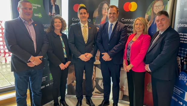 Derek Pillar, Mastercard; Gill Thomas, Global Cyber Alliance; Gavin Henderson, Mastercard; Neale Richmond TD, Minister of State for Financial Services, Credit Unions & Insurance; Susan Kelly and Dave Feenan, Technology Ireland ICT Skillnet