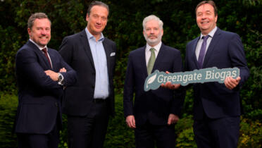 Pictured: Edward Lilleystone, Greengate Biogas; Andreas F. Brandt, CIP; Andrew Bernard and Leon Mekitarian, Greengate Biogas