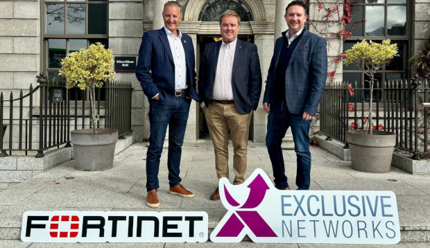 Pictured: Dave Park, Fortinet; Julian Keable, Exclusive Networks; Paul Donegan, Fortinet