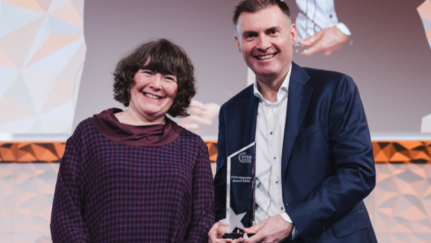 Pictured: Roshene McCool, FTTH Council Europe, and John Keaney, SIRO