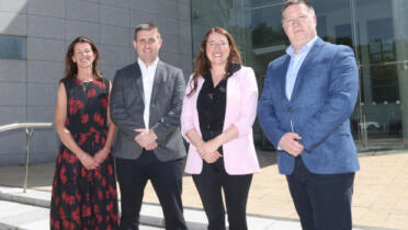 Pictured: Roberta McCrossan, Alan Smyth, Climb Channel Solutions Ireland; Minister of State for the Department of Public Expenditure, NDP Delivery and Reform with responsibilities for public procurement, digitalisation and eGovernment Emer Higgins; and Brian Davis, Climb Channel Solutions Ireland