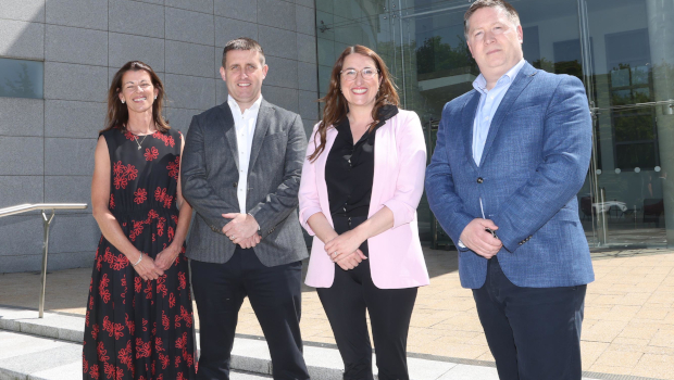 Pictured: Roberta McCrossan, Alan Smyth, Climb Channel Solutions Ireland; Minister of State for the Department of Public Expenditure, NDP Delivery and Reform with responsibilities for public procurement, digitalisation and eGovernment Emer Higgins; and Brian Davis, Climb Channel Solutions Ireland