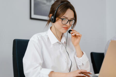 Office worker with VoIP headset