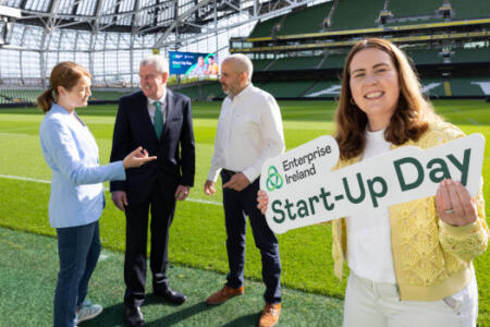 Pictured: Aideen Bodkin, StyleAI; Kevin Sherry, Enterprise Ireland; Joe Fernandez, Early Intervention Tools; Aisling Browne, GlitchAds