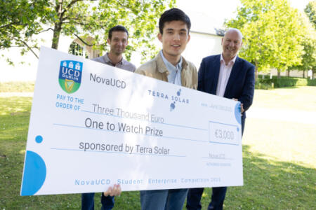 Pictured: Richard Twohig, Terra Solar; Zander Deans-Xiao; and Liam Cronin, UCD