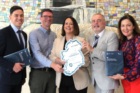 Pictured: Eoin Byrne, Cyber Ireland; Simon Whittaker, NI Cyber; Alison Currie, InterTrade Ireland; Pat Larkin, Cyber Ireland Advisory Board; and Jo English, NI Cyber