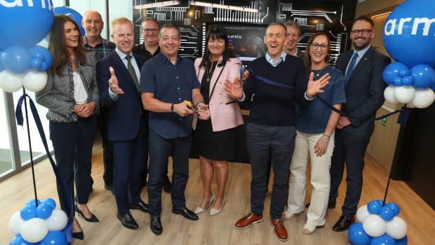 Pictured: Maebh Ryan, IDA Ireland; David Murray, Arm; Donal Travers, IDA Irelan;, Mark Hambleton and Gary Campbell, Arm; Anne-Marie Tierney-Le Roux, IDA Ireland, Mike Lardner, Nick Horne, and Audrey Hayden, Arm; Ricky Conneely, IDA Ireland