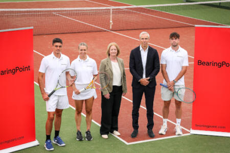 Pictured: Peter Buldorini and Sinéad Logan, Tennis Ireland; Gillian O’Sullivan and Gary Mullane, BearingPoint; and Conor Gannon, Tennis Ireland